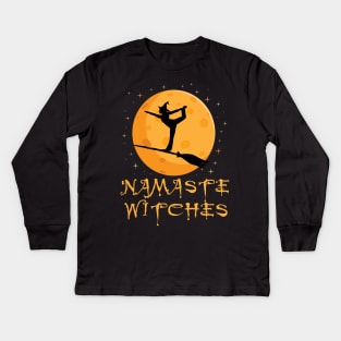 'Namaste Witches' Cute Witch Halloween Kids Long Sleeve T-Shirt